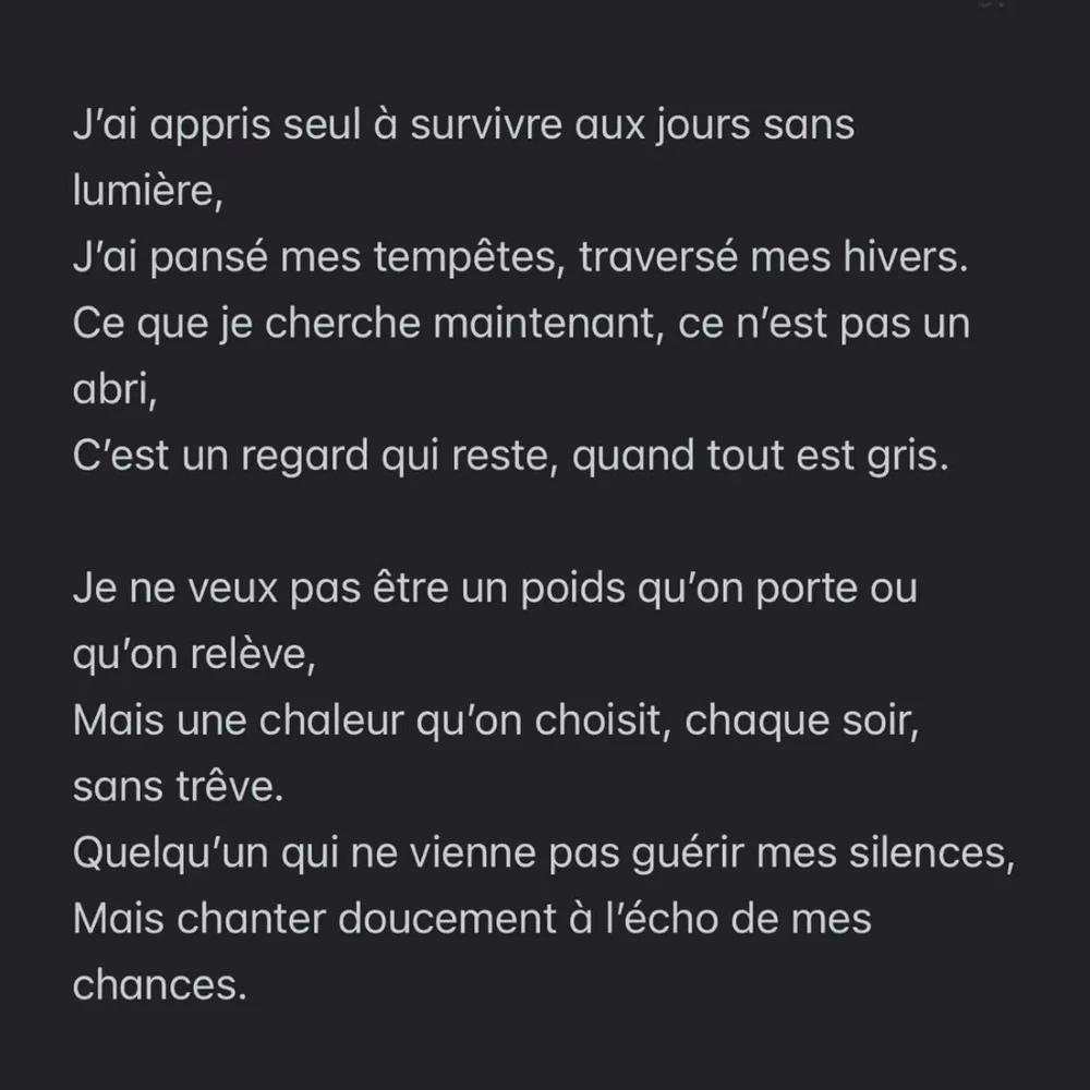 Je ne veux pas être sauvé… Je veux être partagé.