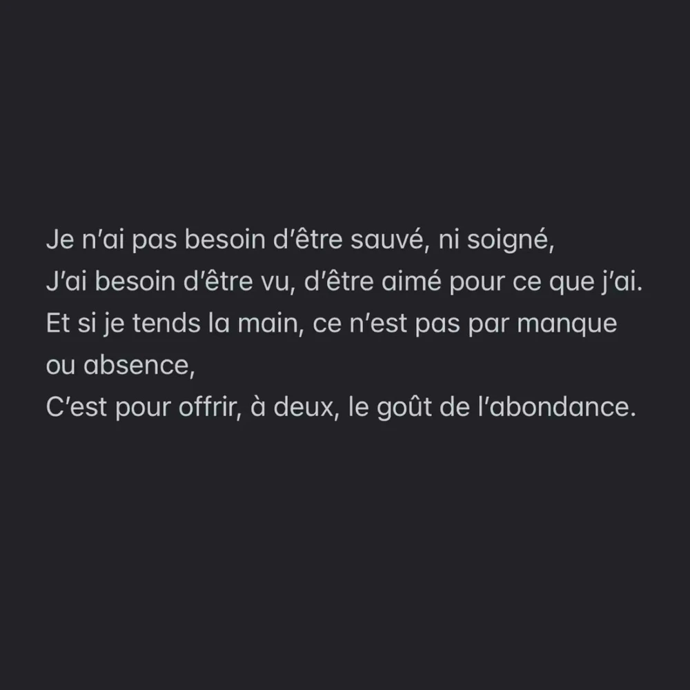 Je ne veux pas être sauvé… Je veux être partagé.