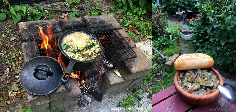 Kapuśniak z cukinią na ogniu