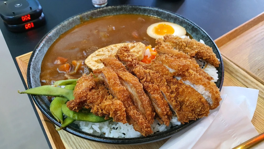 Japanese rice and curry dish with katsudon