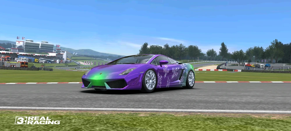 Lila Lamborghini angelehnt an Jokers Auto ais Suicide Squad.