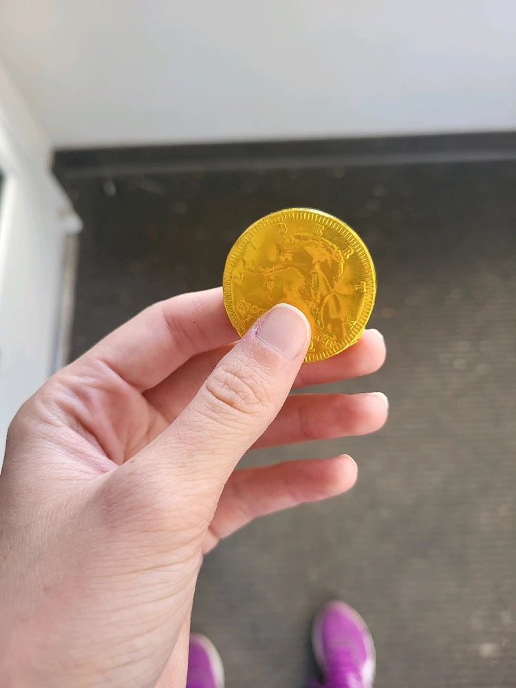 I FOUND A CHOCOLATE COIN AT WORK!!!