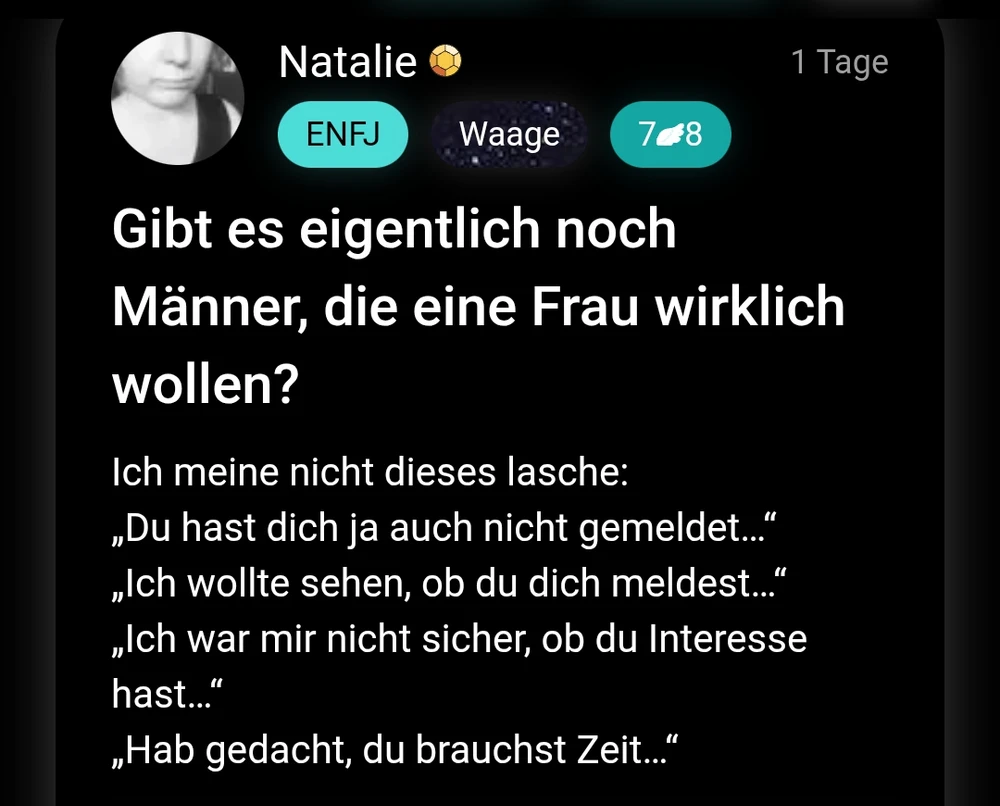 Gibt es eigentlich noch Männer, die eine Frau wirklich wollen? 
Kommentar