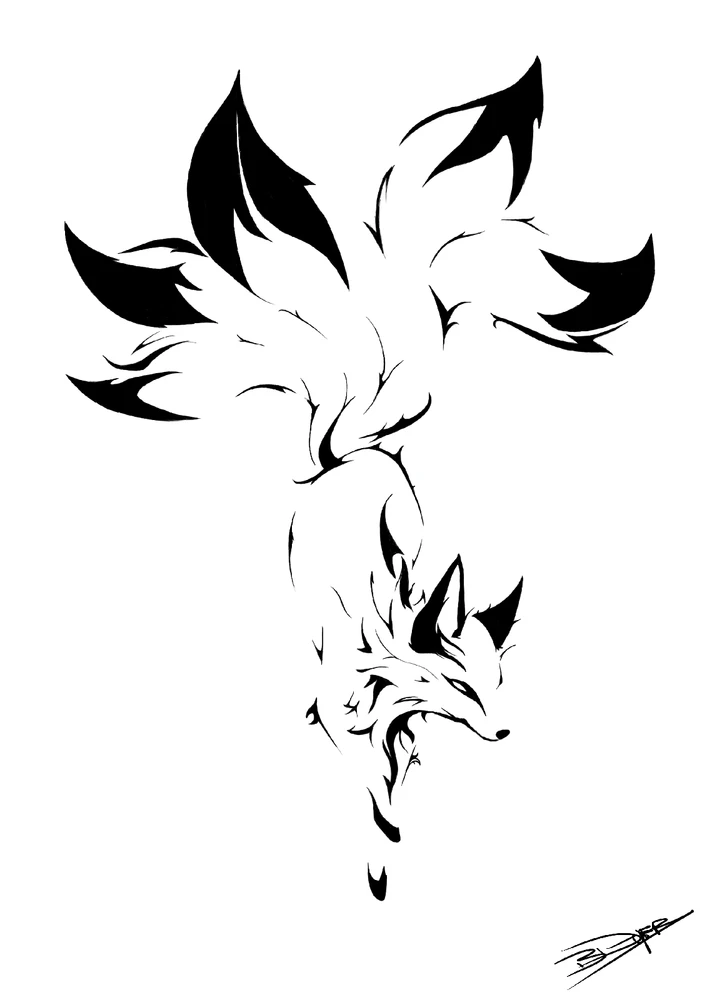 Kistune Fox Tattoo Design