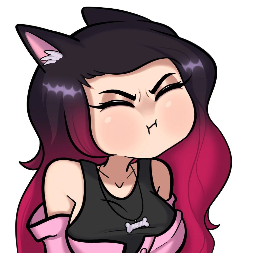 drawings of a woman with cute dog features doing various expressive emotes