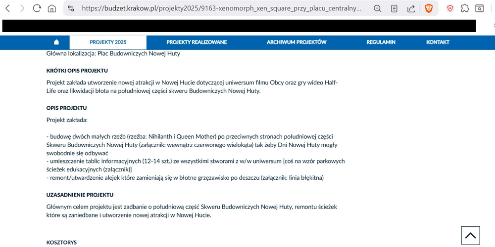 Xenomorph Obcy i Half-Life w budżecie obywatelskim Krakowa