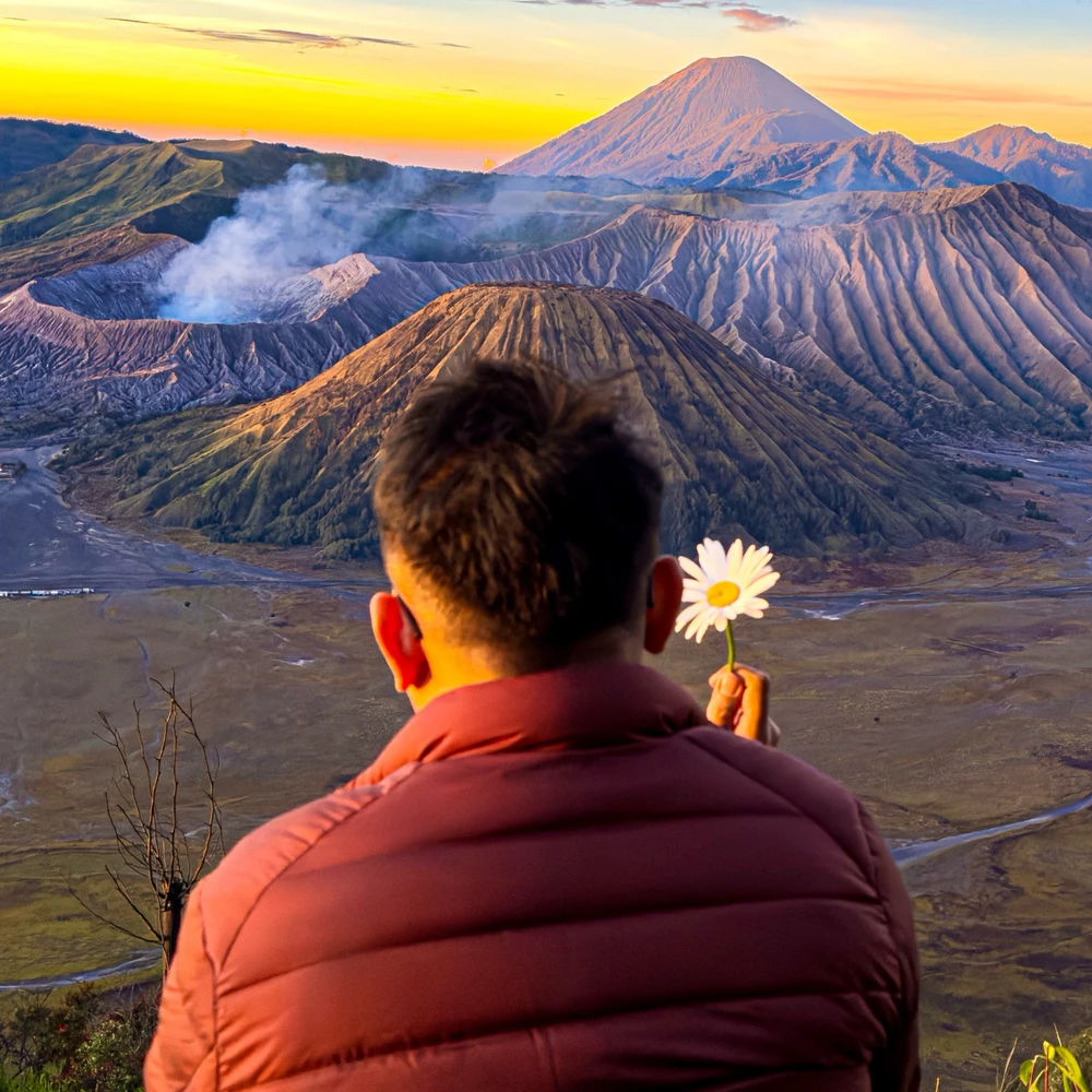 Closer look of the volcanic mountain