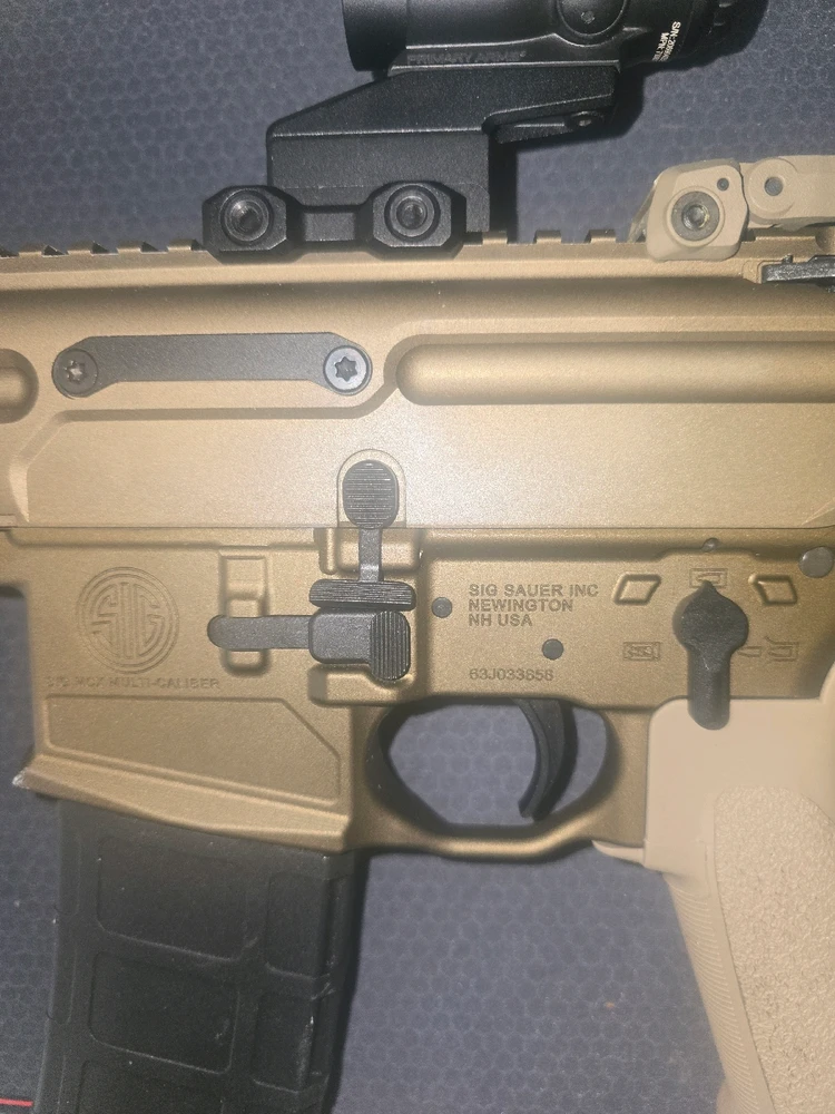 Specific optic is PA ACSS Gemini. Airsoft artisan buffer tube and Magpul CTR buttstock. 