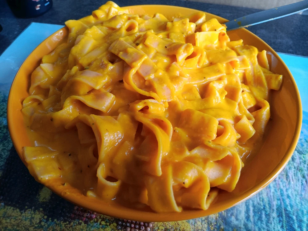 Pâtes sauce potiron camembert