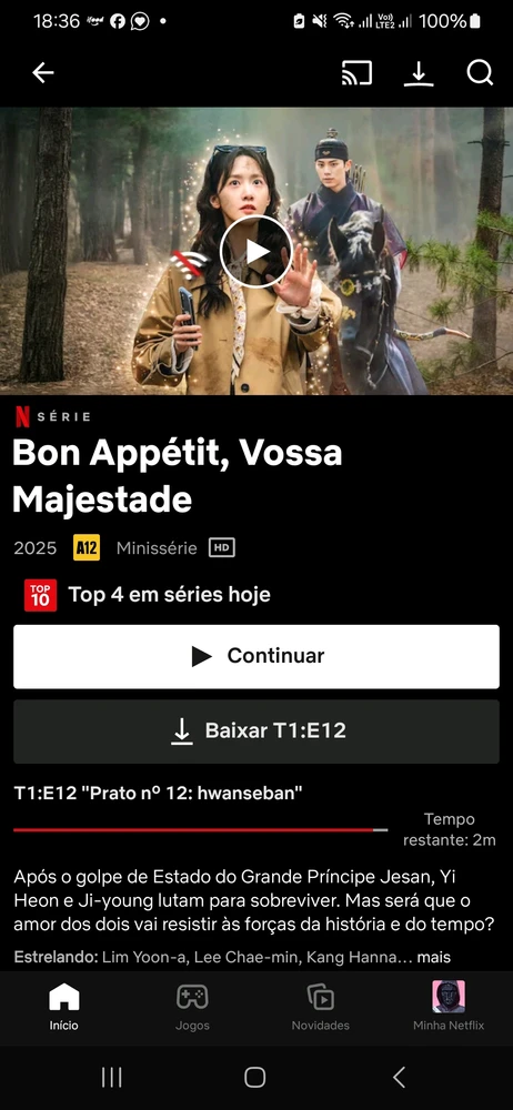 Que dorama gostoso de assistir, ri, fiquei nervoso, apreensivo. E no final, bem tranquilo com o desfecho, mas ainda sim curioso sobre como O rei se reencontra com ela