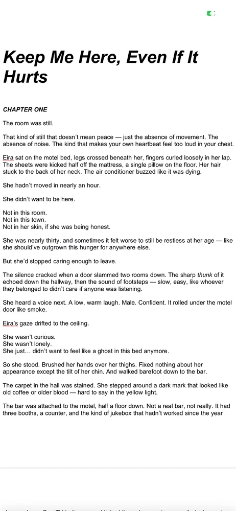 Sooo i am super close to finishing my book…. And thought about publishing it. Soooo tossing out my first chapter…