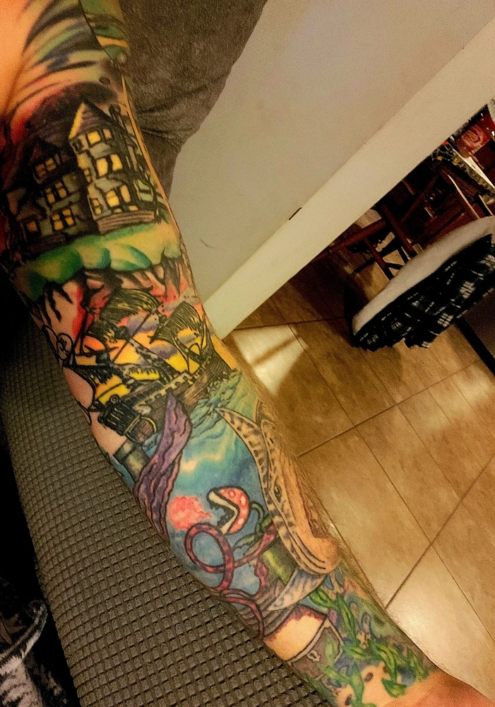 Almost finished my sleeve (space to the ocean, apocalyptic style)