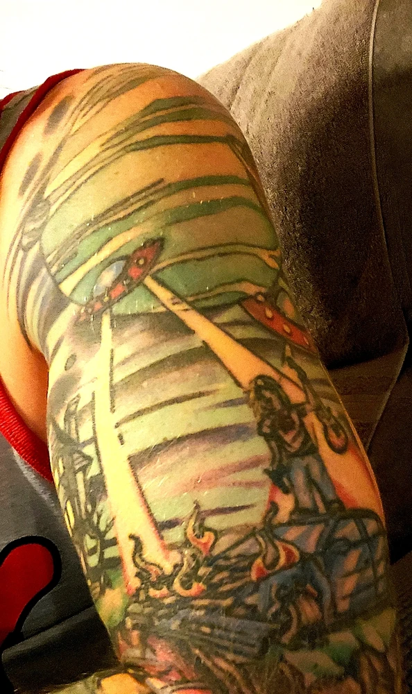 Almost finished my sleeve (space to the ocean, apocalyptic style)