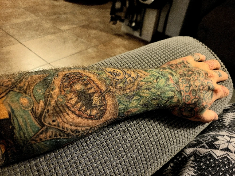 Almost finished my sleeve (space to the ocean, apocalyptic style)