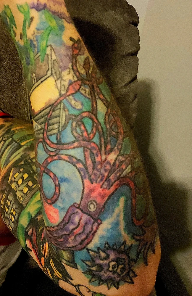 Almost finished my sleeve (space to the ocean, apocalyptic style)