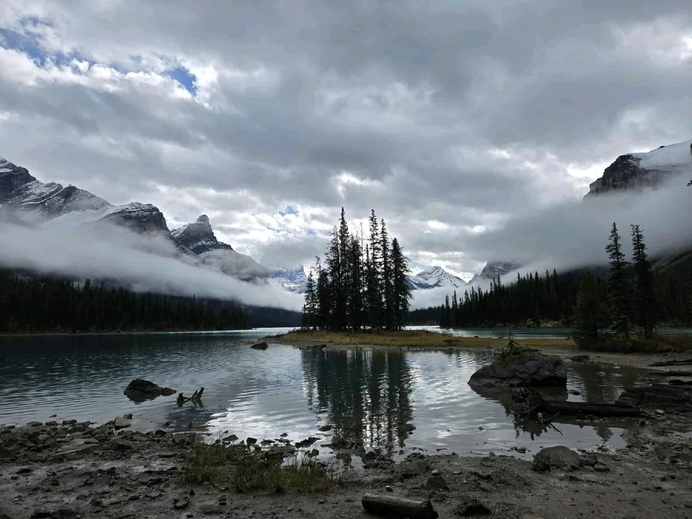 Spirit island in Maligne Lake