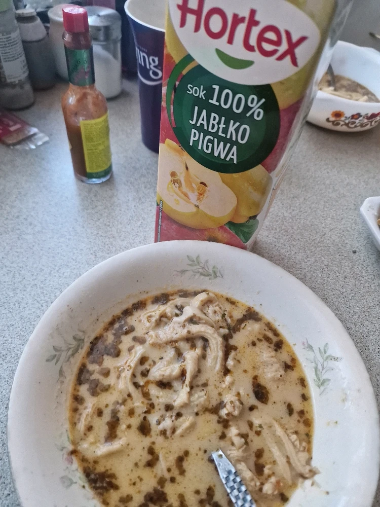 Flaczki wieprzowe i sok jabłko-pigwa