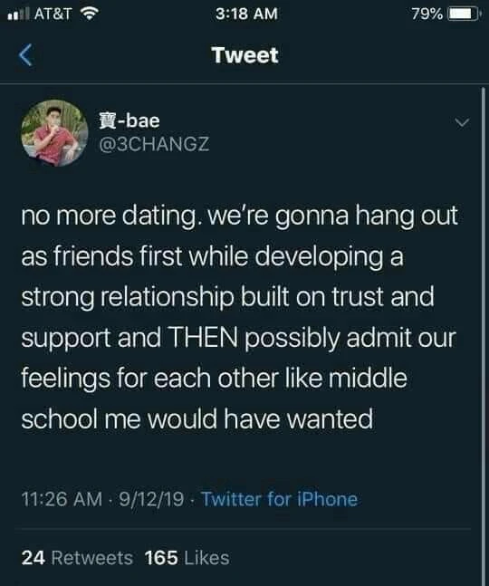 Friendship for the sake of friendship. Please.