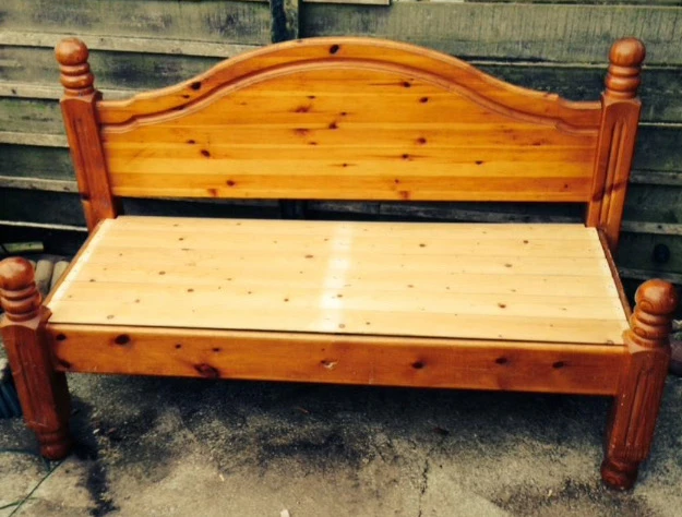 Spare time turning my old bed in to a bench for out side 