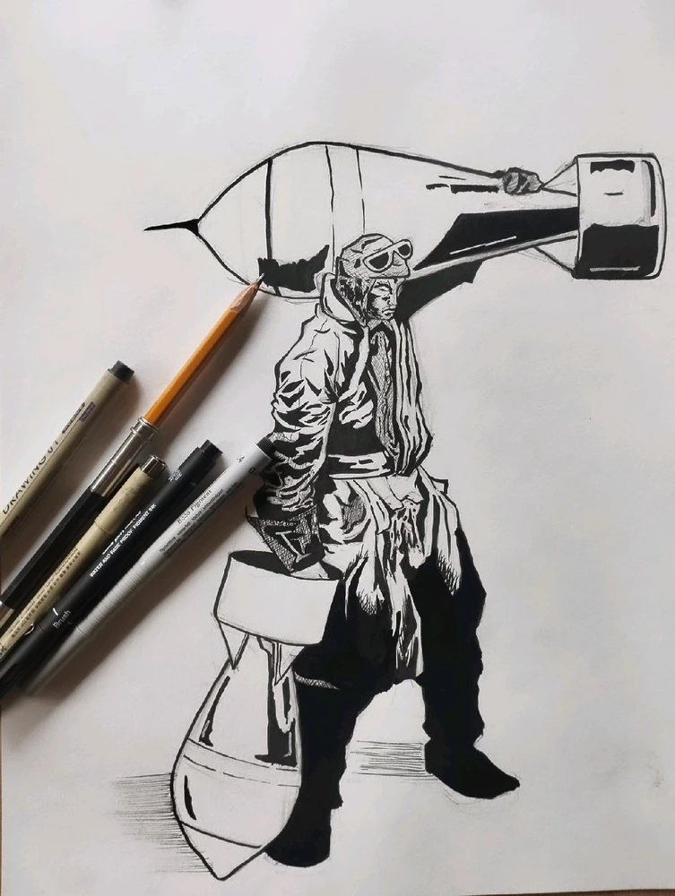 A WWll soviet pilot
Ink illustration