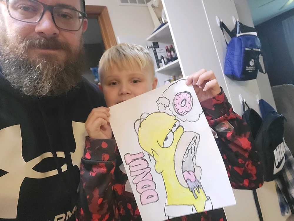 My son colored my Homer drawing