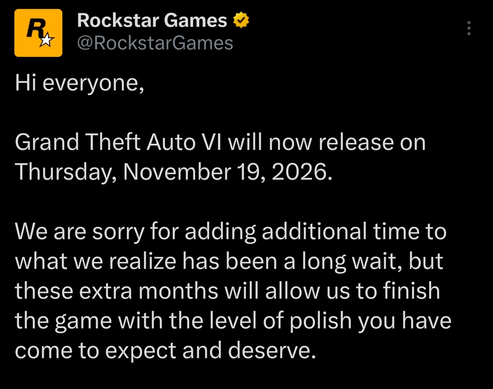 GTA 6 Delayed Again