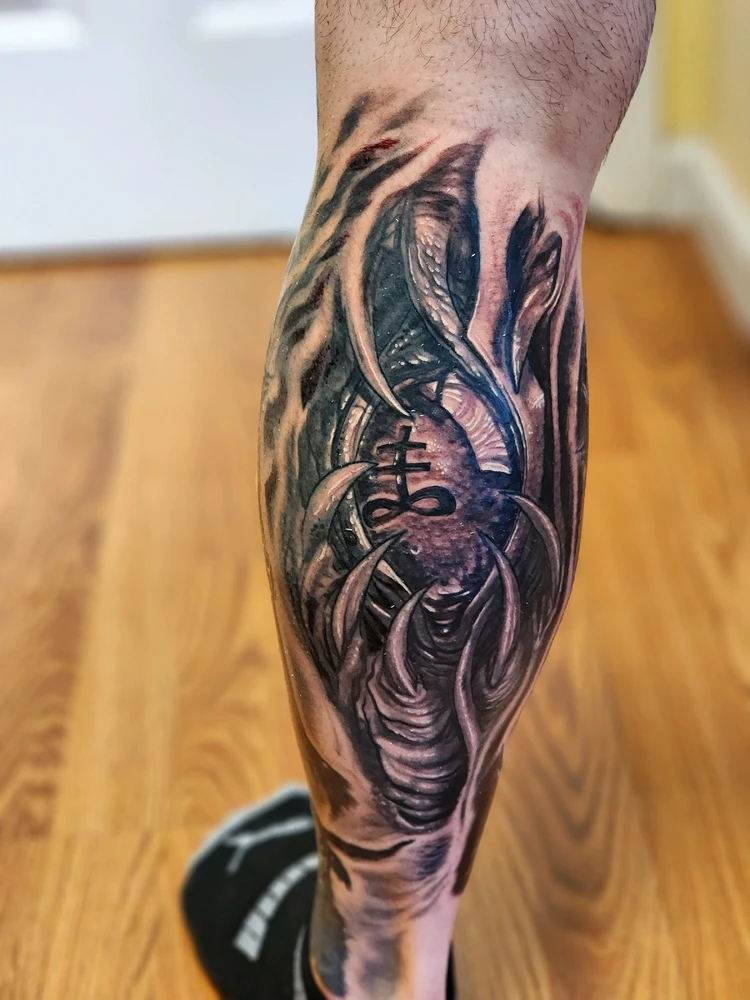 Demonic/blasphemous leg sleeve
