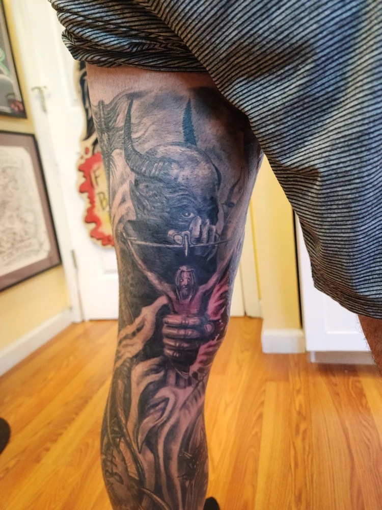Demonic/blasphemous leg sleeve