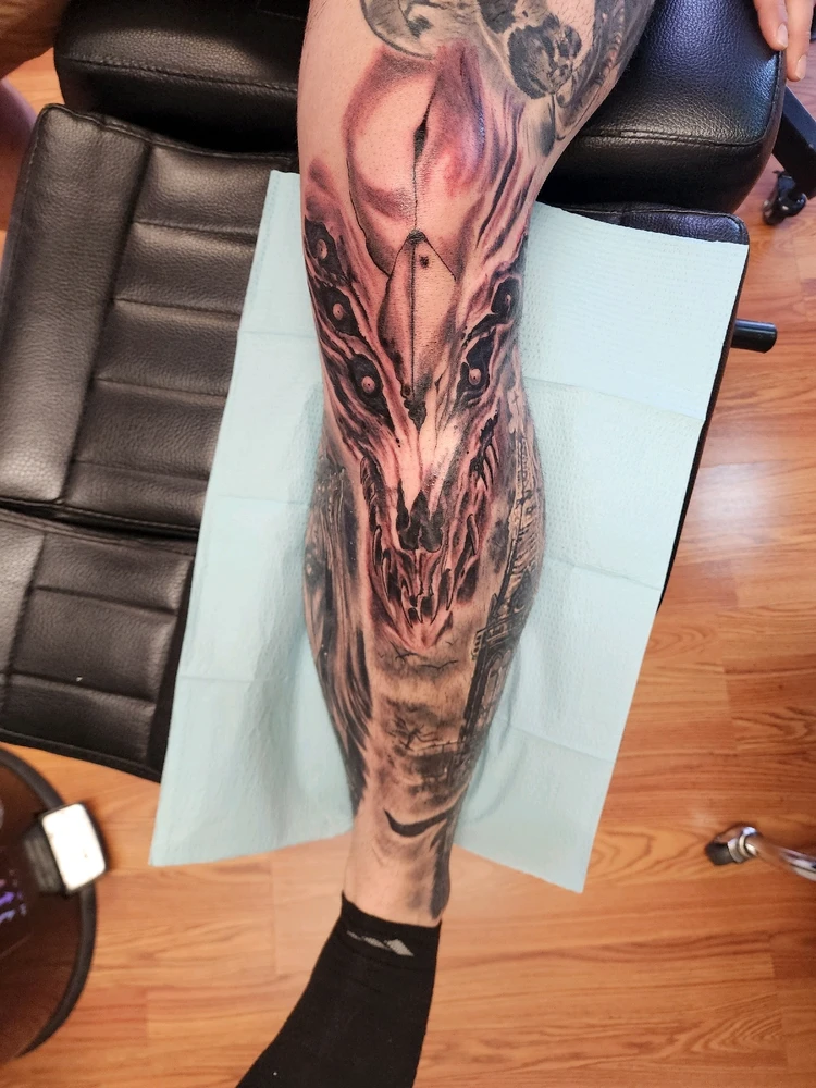 Demonic/blasphemous leg sleeve