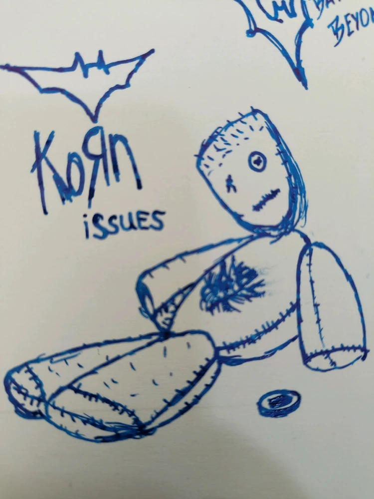 tried drawing the album cover for "issues" by KoЯn