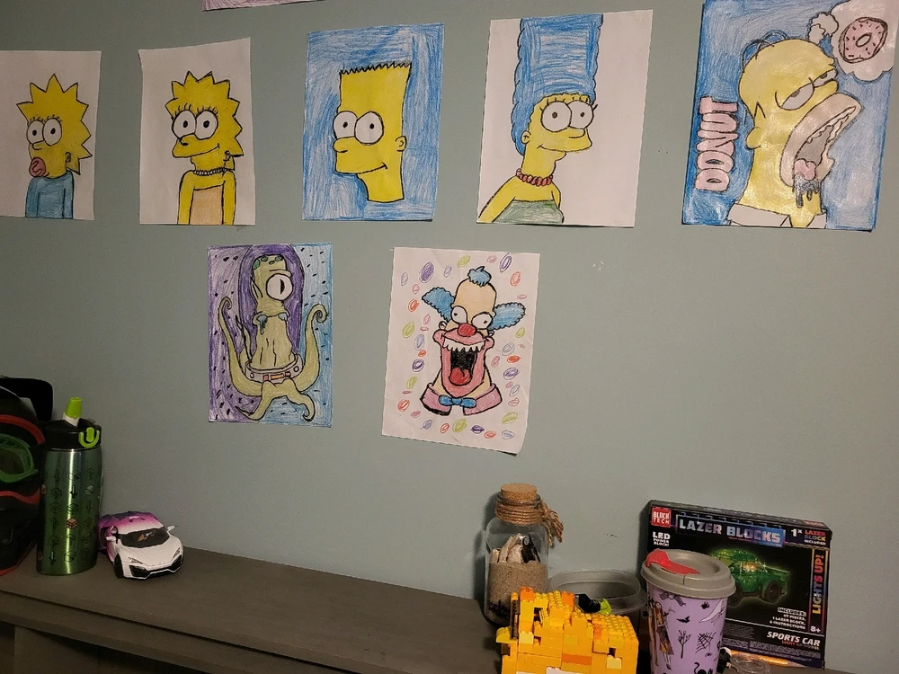 My son finished his Simpsons wall