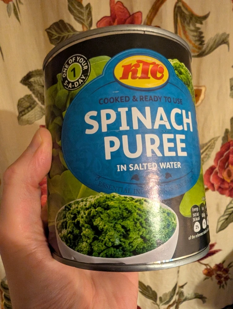 "ONE OF YOUR 5-A-DAY" uhhhh no thanks KTC, I don't want to eat five massive tins of salty spinach purée every day 🤢