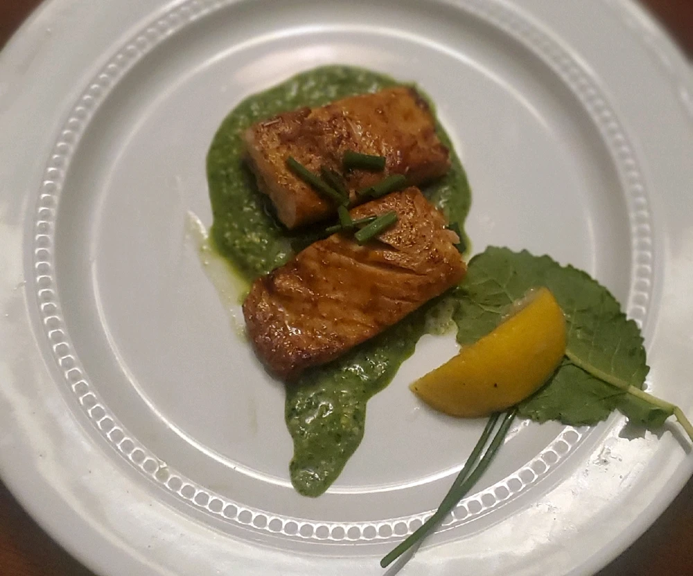 More food (I did the quiche, butternut soup and grilled cheese, and the fish and chips, kid did the banana muffins, steak with roasted squash and potato pancakes, and the salmon with green sauce