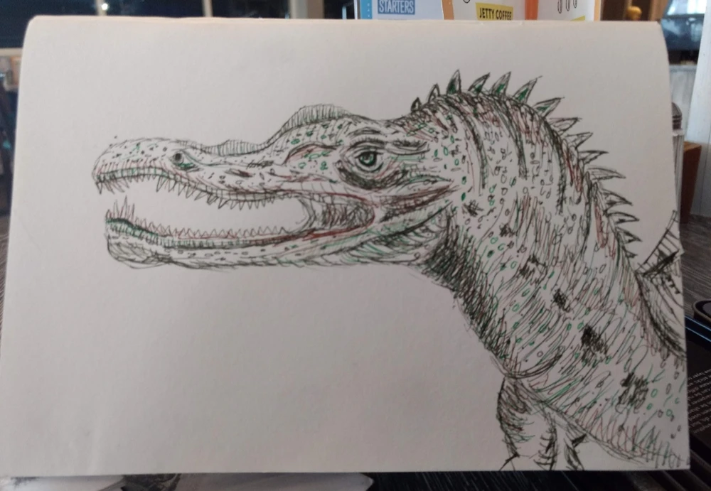 We all have to start somewhere. My first ever dinosaur sketch, this is 15 years ago