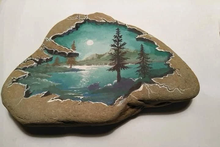 Piatră de râu pictată