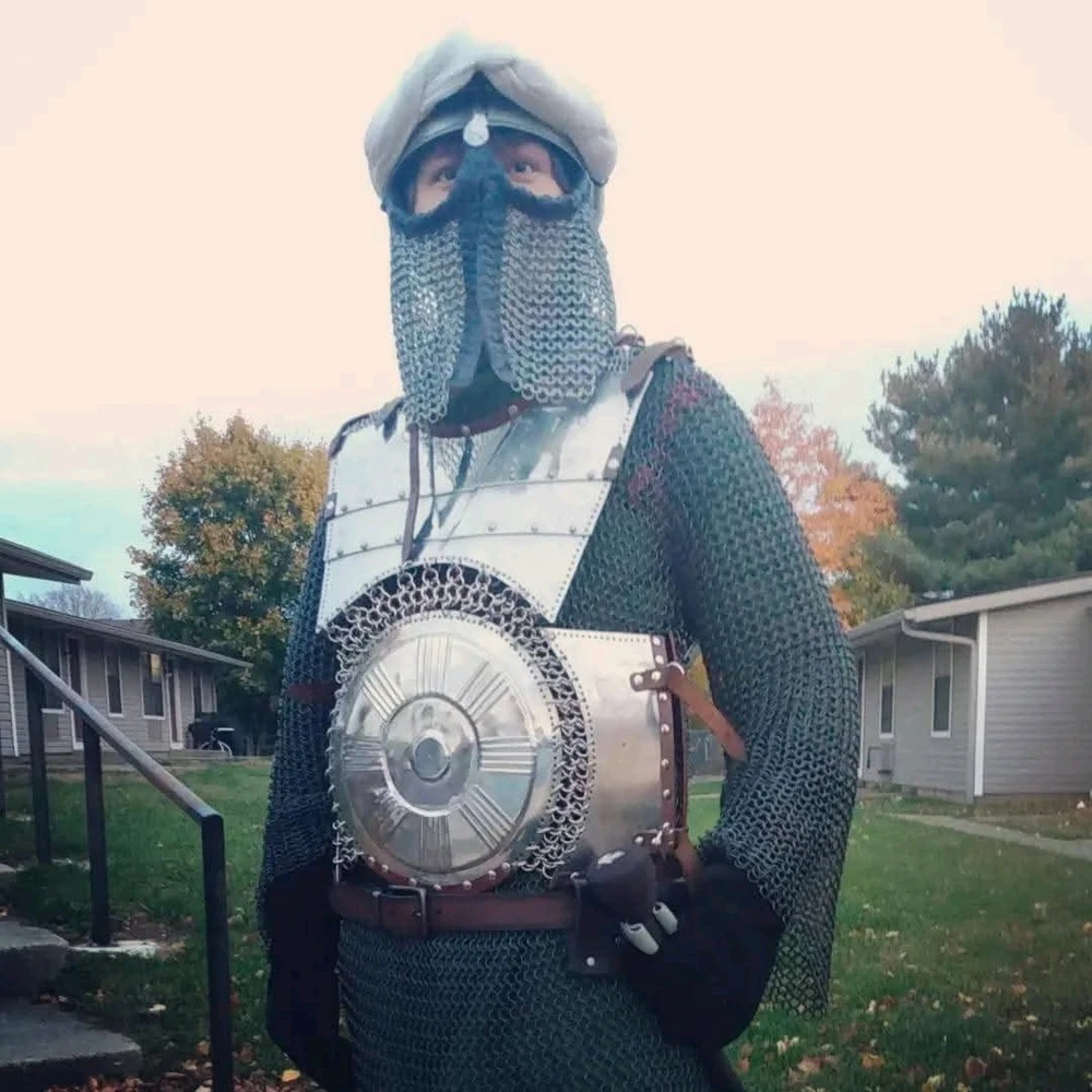 Armor that I've made (not the helmet) that mimics late medieval Turkic armor styles.