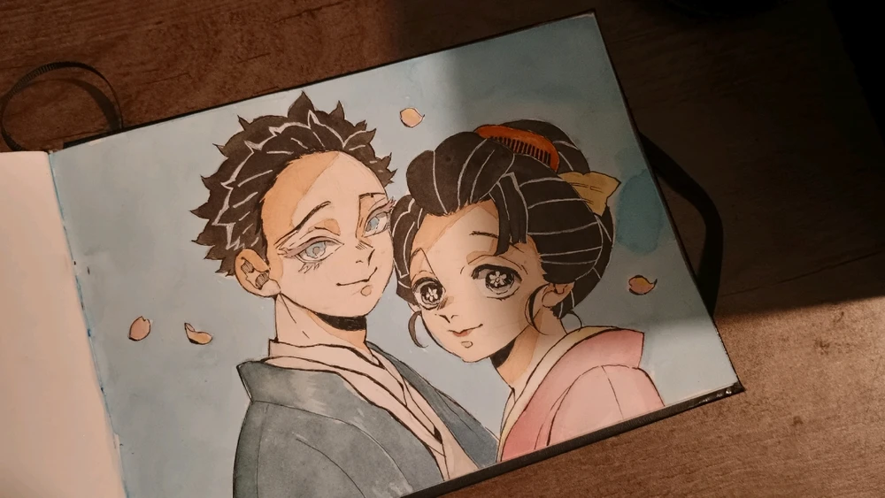 Akaza and Koyuki drawing