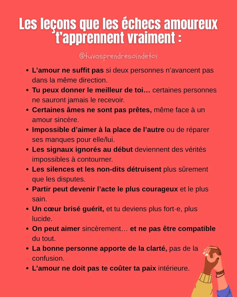 Les échecs amoureux🤨
Chacun d'entre nous. Ça du lui arriver