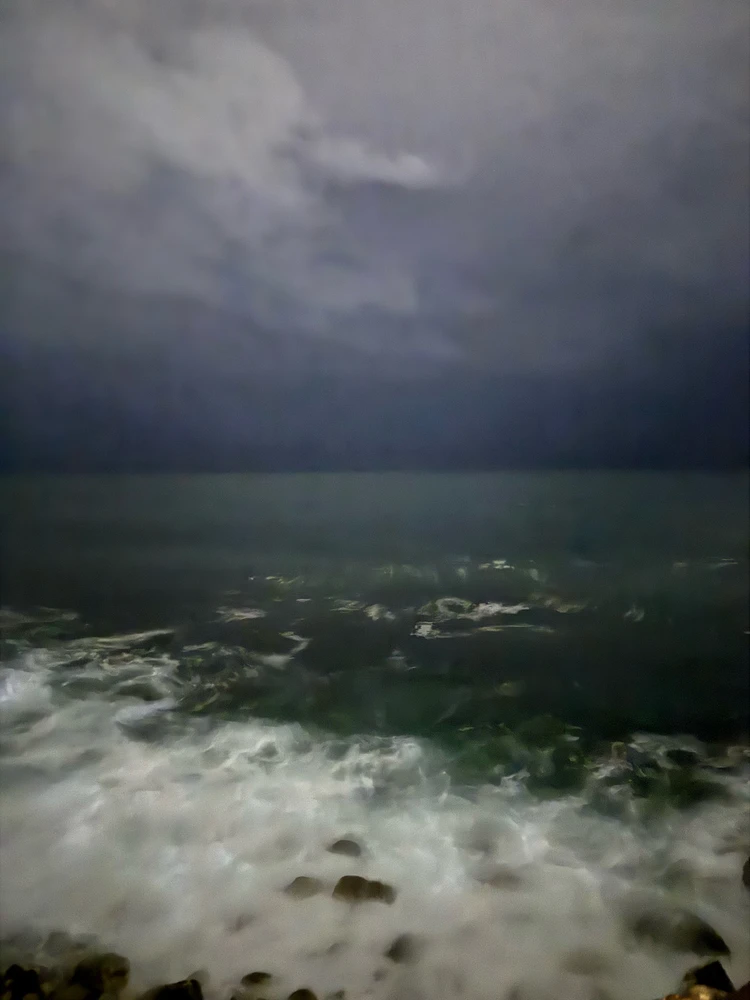 November sea in the night , look from the Old Town