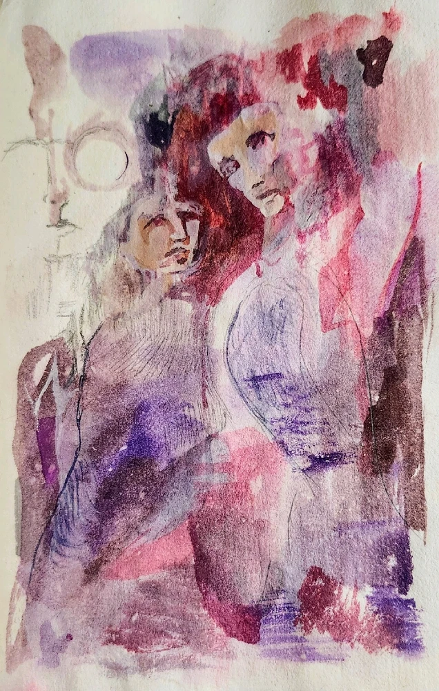 Painting of a harpy with an audience of one