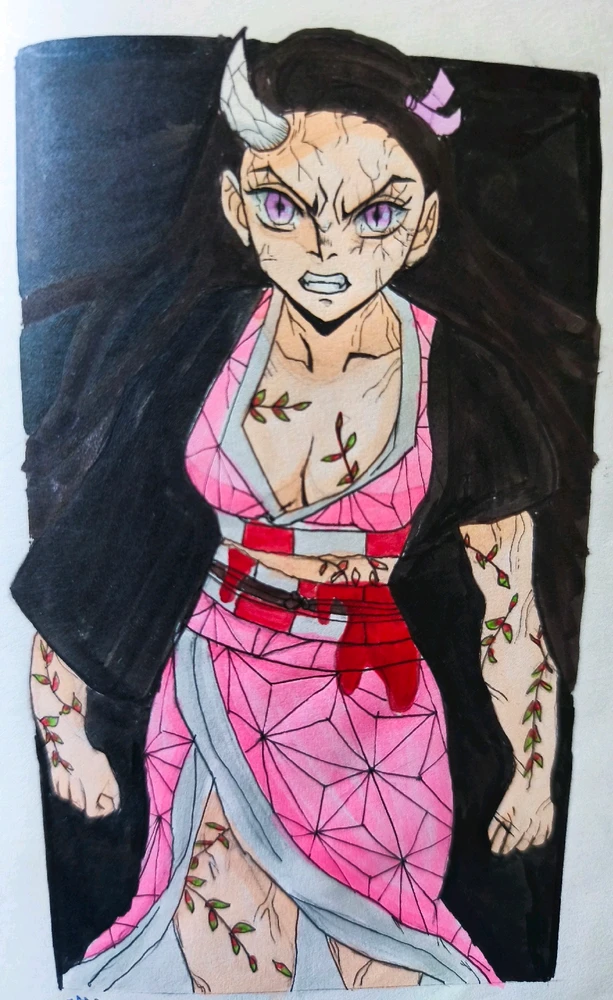 Nezuko z anime zabijáků démonů (Demon splayer).