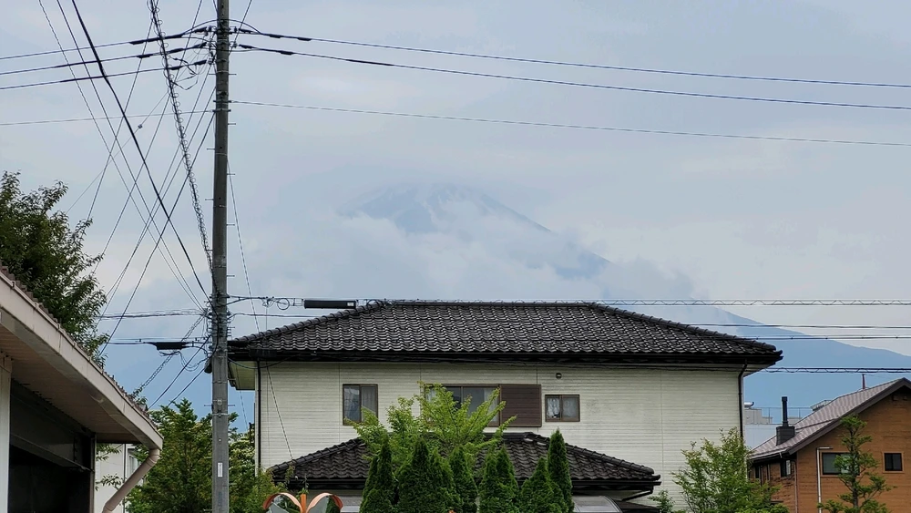Mt Fuji covered by clouds in Kawaguchiko