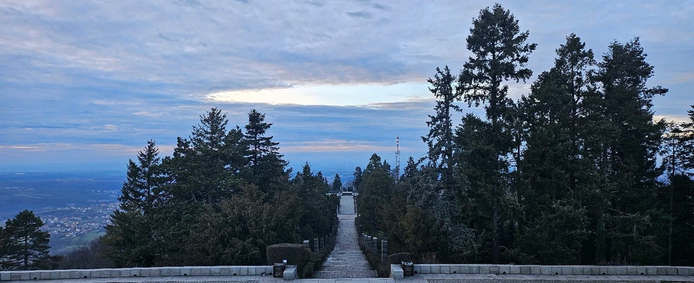 The staircase downstairs from the Monument of the Unknown Hero
