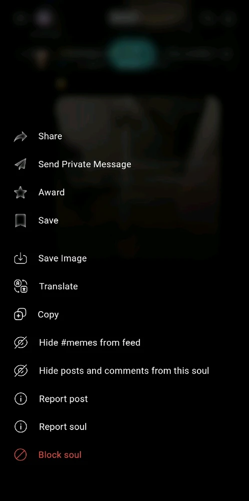 Boo post menu after swiping up