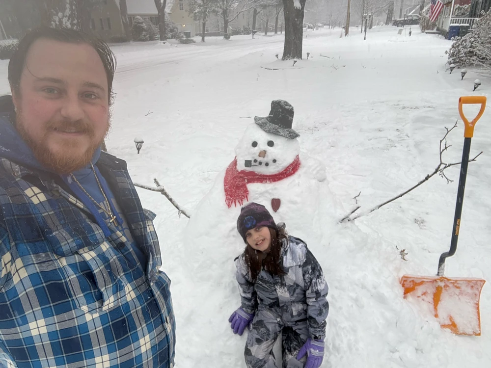 Our MASTERPIECE. Grammy hooked it up with the snowman “kit”