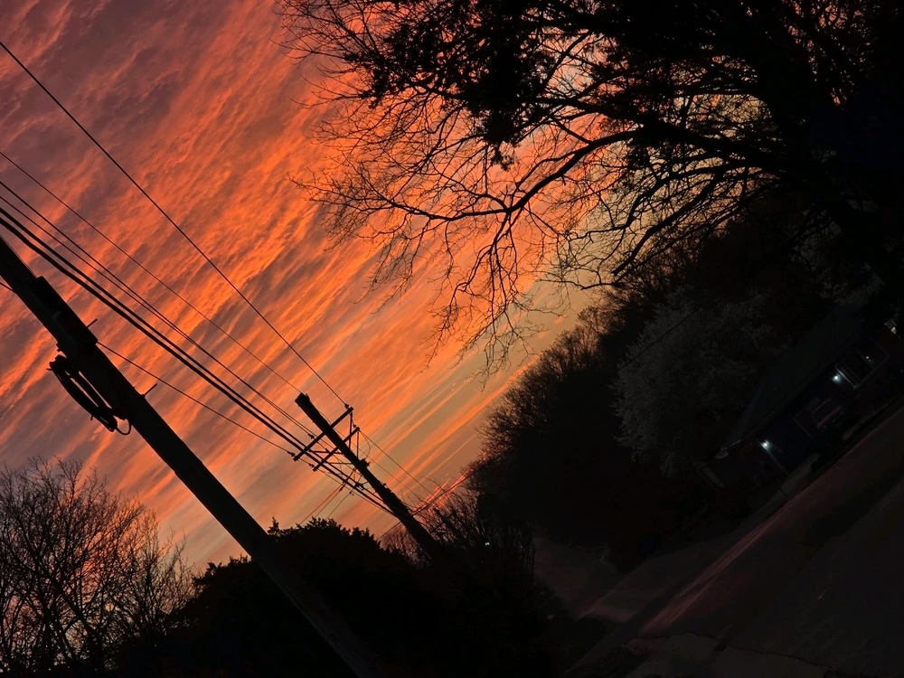 A beautiful sunrise coming up over the desolate suburban town