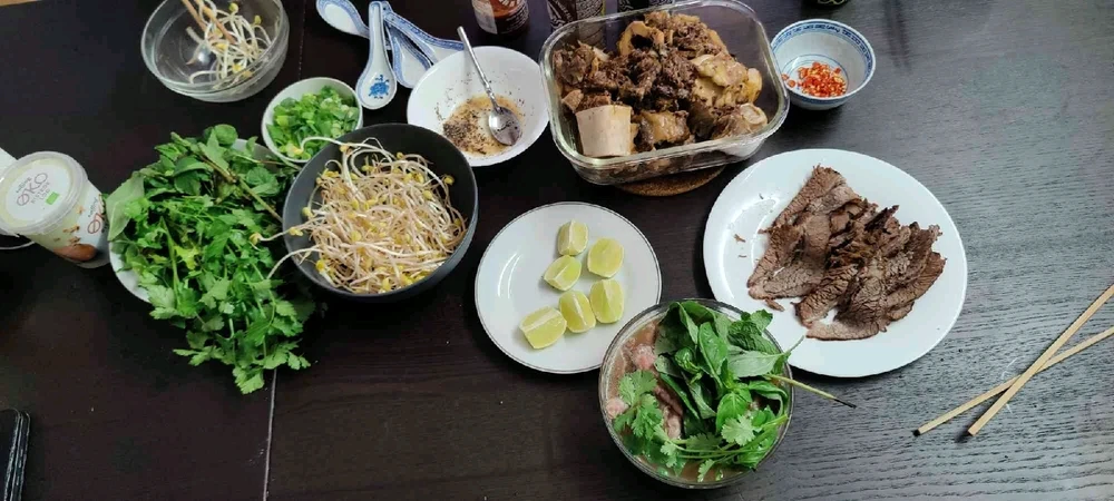 This is pho but horizontal image. Also with ox tail