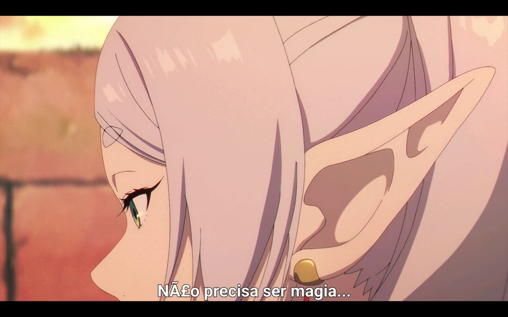 Frame de Frieren onde ela fala não precisa ser magia