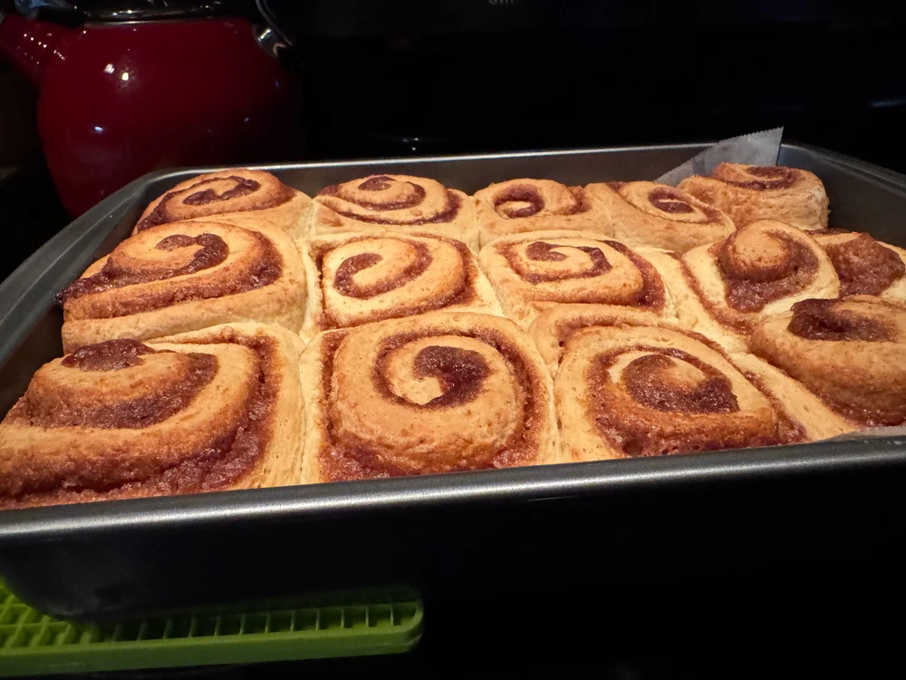 Freshly baked cinnamon rolls 