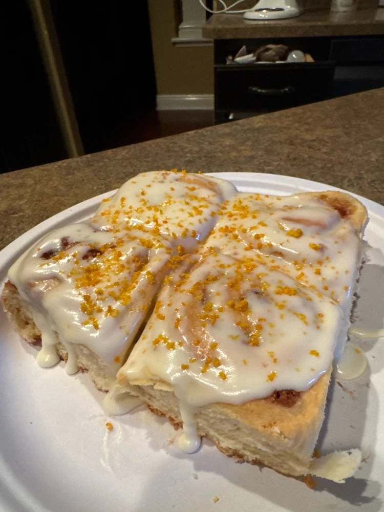 Cinnamon Rolls iced w/ orange zest